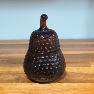 Vintage Amber Glass Pear Jar.